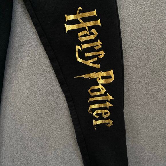 Wizarding World Harry Potter Jogger Sweatpants Kids 7/8 Black Gold Cotton Blend - Picture 4 of 9